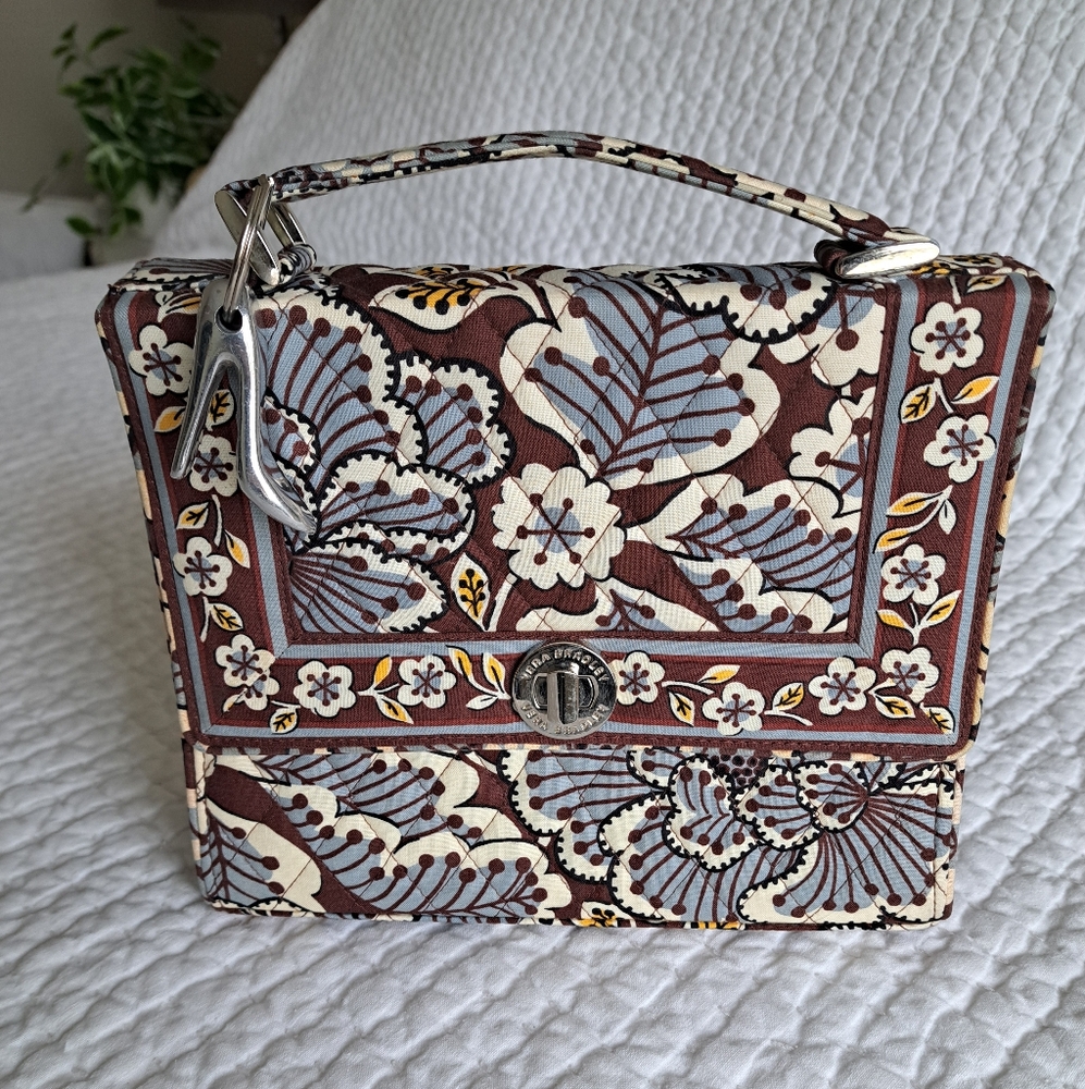 Vera Bradley JULIA Purse Handbag Slate Blooms 9.5" x 8"